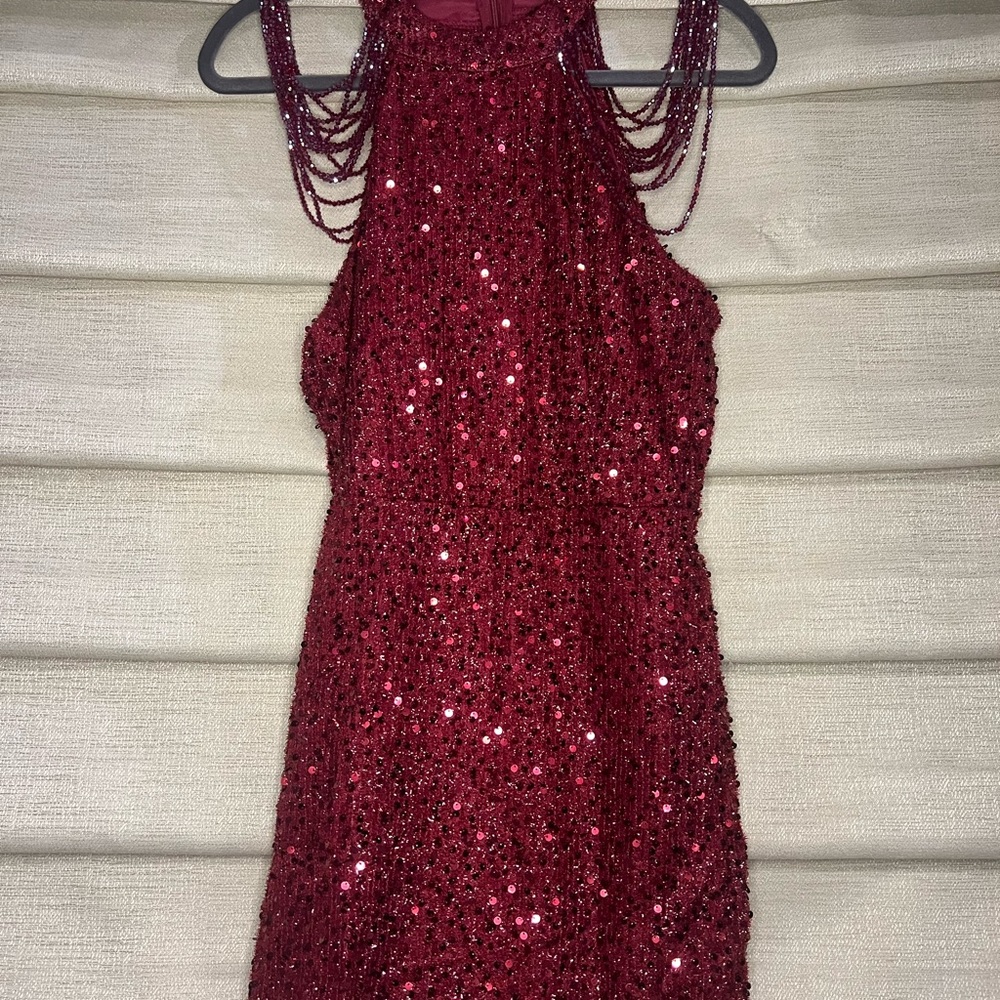 Maroon, sequin dress